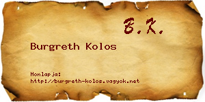 Burgreth Kolos névjegykártya